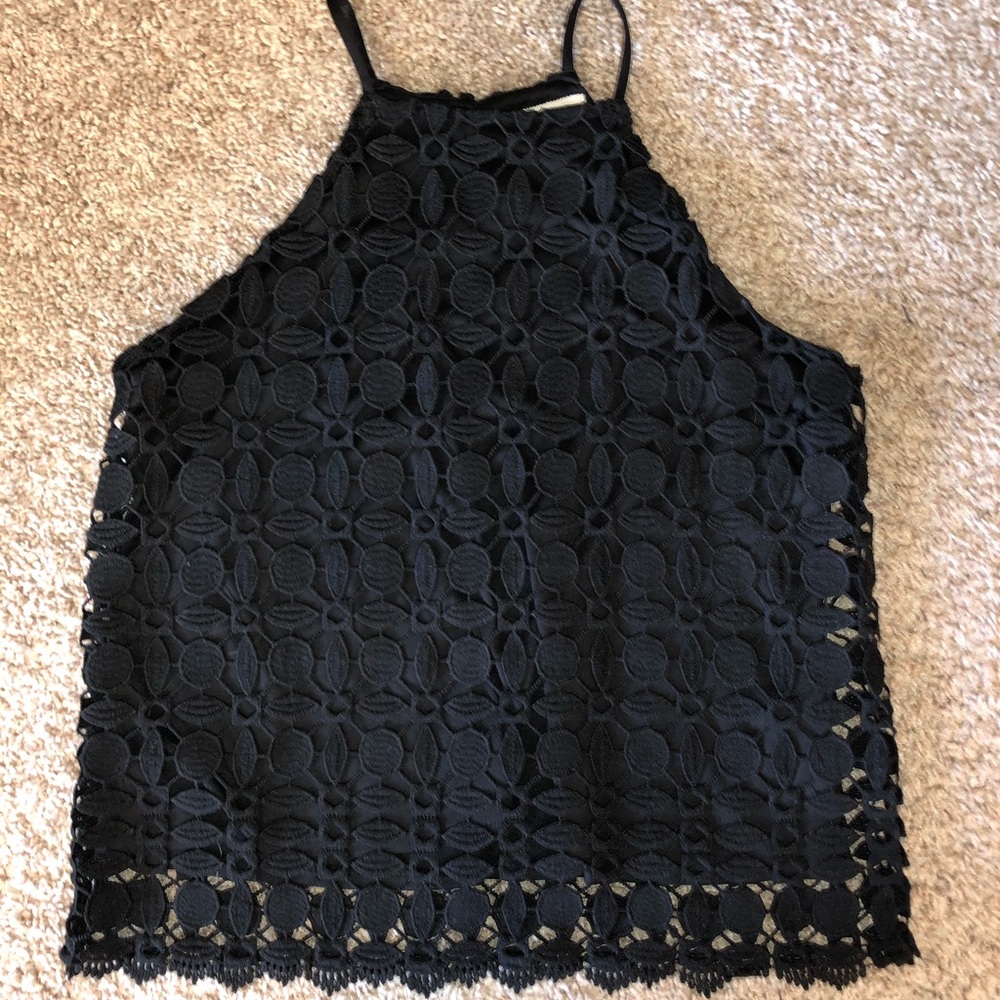 Monteau Black Eyelet Tank - NWOT
